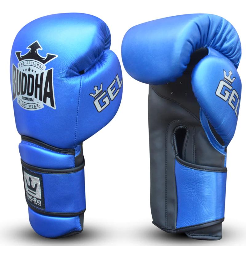 Guantes de boxeo muay thai kick boxing Buddha pro gel azul
