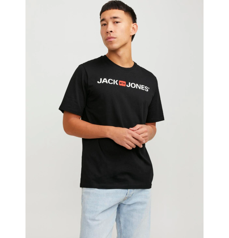 Camiseta Manga Corta Logotipo Jack Jones negra Hombre